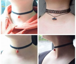 گردنبند چوکر توری با آویز