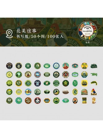 ست استیکر آگهی قدیمی با قوطی فلزی