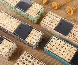 ست مهر چوبی حروف و اعداد و ماه