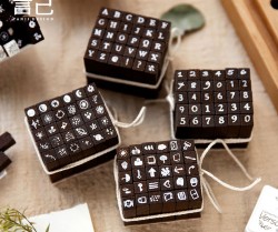 ست مهرهای چوبی حروف و علایم