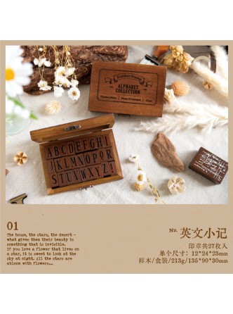 ست مهر چوبی حروف و اعداد انگلیسی