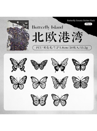 ست استیکر شفاف هولوگرامی پروانه