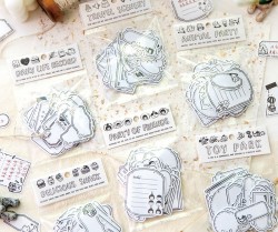 ست استیکر کادر متن سیاه و سفید فانتزی