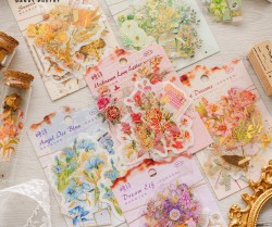 ست استیکر شفاف طلاکوب گل