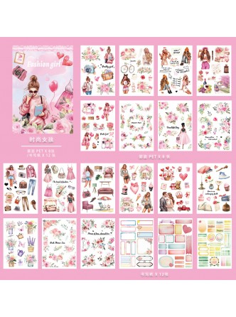 کتابچه استیکر فانتزی دختر و گل