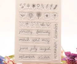 ست مهر شفاف گل و ماه های میلادی