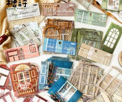 ست استیکر پنجره قدیمی رنگی چوبی