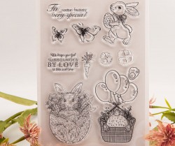 ست مهر شفاف خرگوش و پروانه