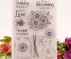 ست مهر شفاف گل و گلدون