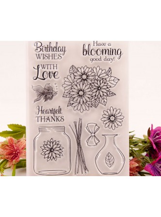 ست مهر شفاف گل و گلدون