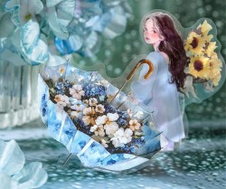 استیکر چتری پر از گل