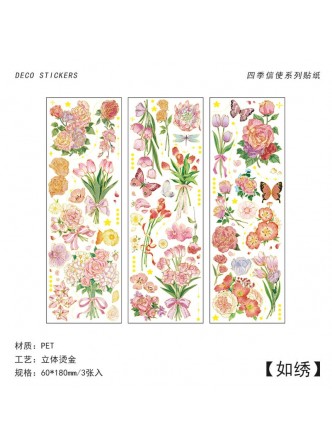 ست استیکر شفاف طلاکوب پروانه و گل