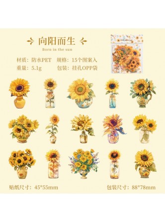 استیکر شفاف گلدان گل